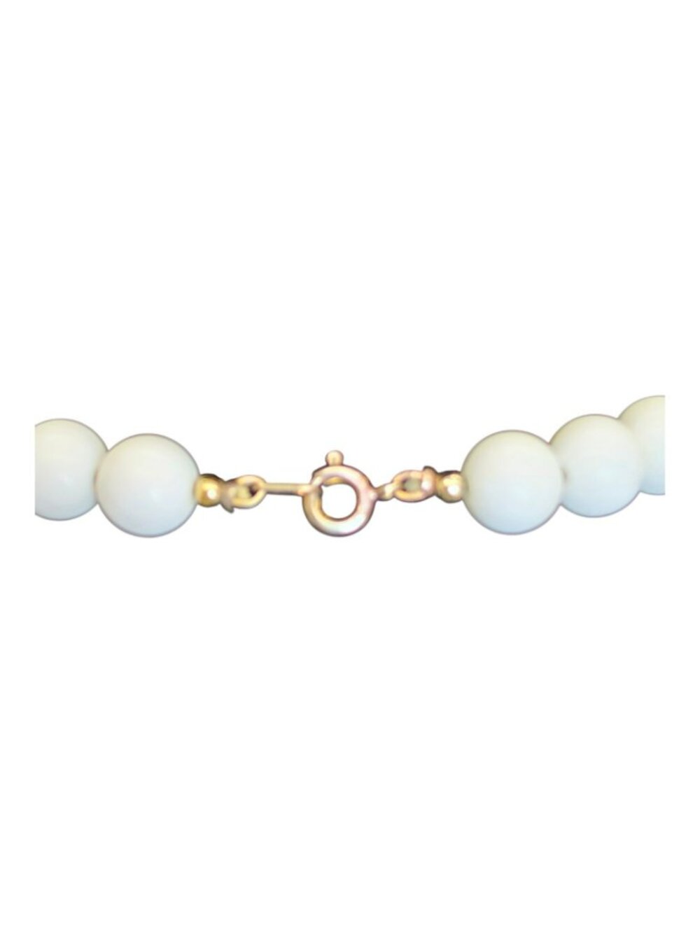 Vintage White & Gold Enamel Floral Beaded Necklace Elegant Jewelry - Picture 3 of 6